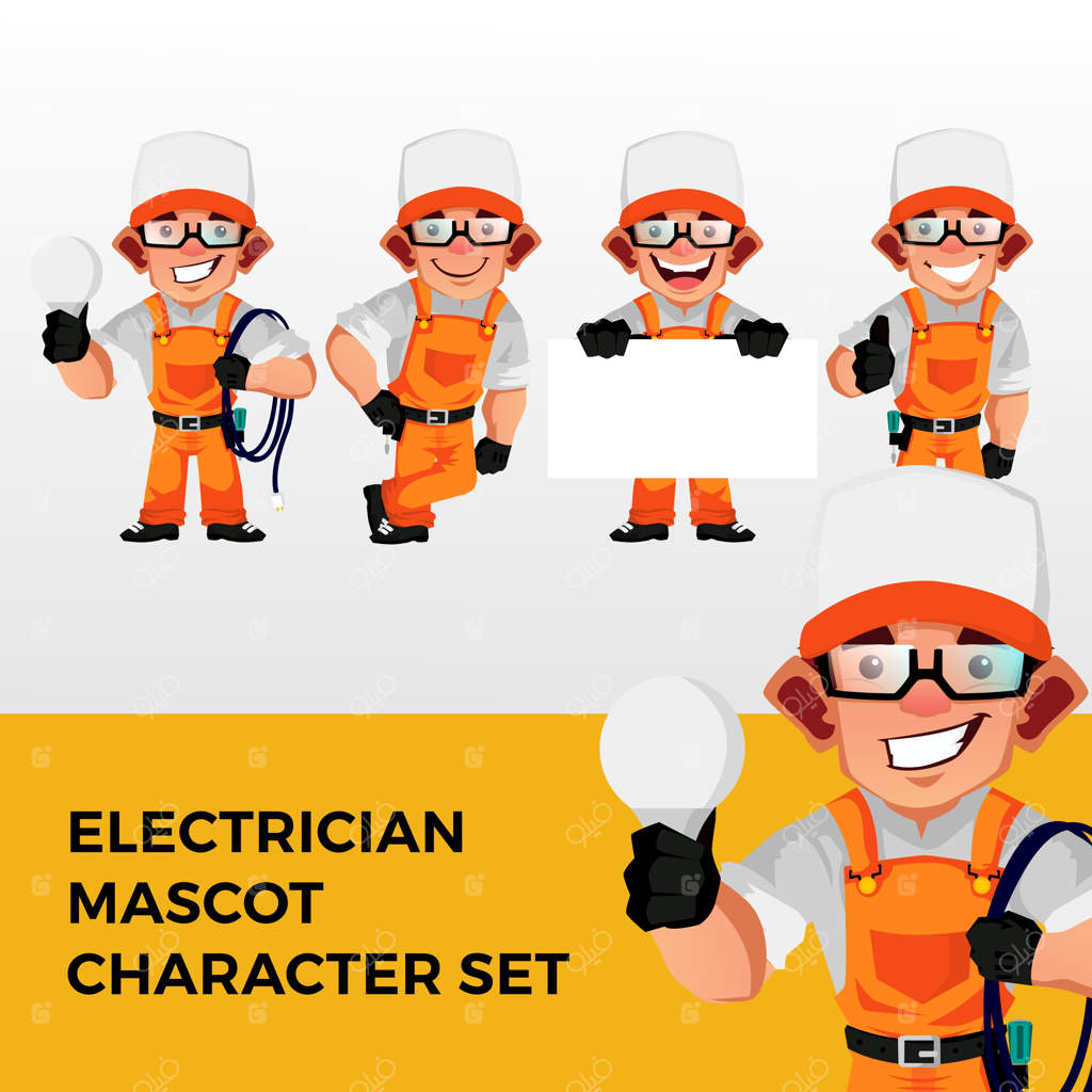 مجموعه لوگوی شخصیت نمادین برق‌کار