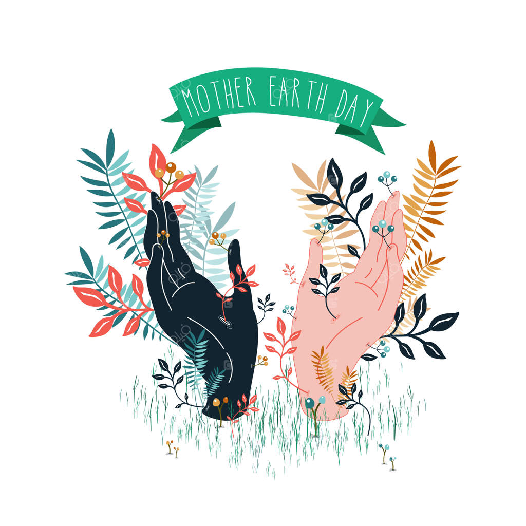 تصویر دستان با برگ‌ها