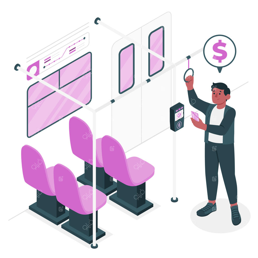 ایده پرداخت بدون تماس در حمل و نقل عمومی - تصویرسازی