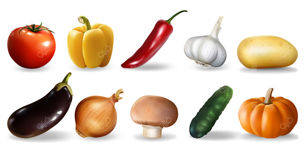 مجموعه سبزیجات واقعی.