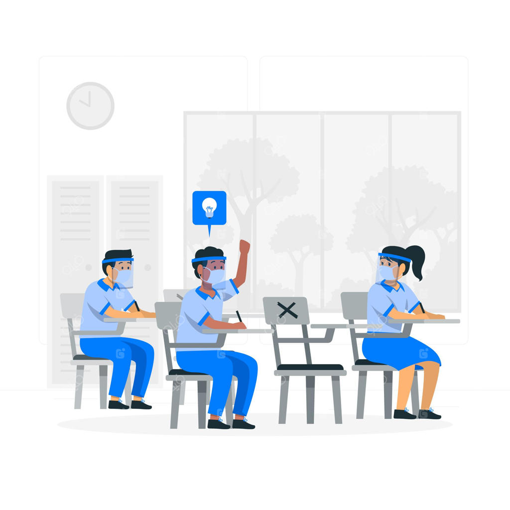 تصویرسازی مفهوم فاصله‌گذاری اجتماعی در مدرسه