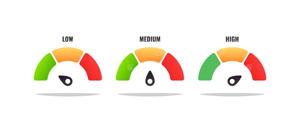 شاخص ریسک بالا و پایین روی پس‌زمینه سفید.