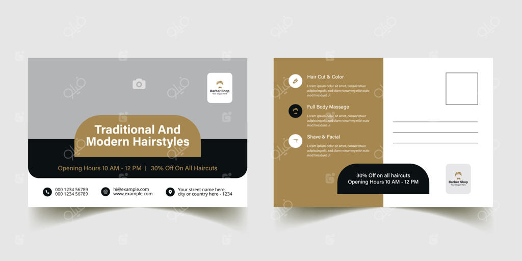 قالب کارت پستال آرایشگاه: طراحی قابل ویرایش برای کارت پستال سالن زیبایی و اسپا