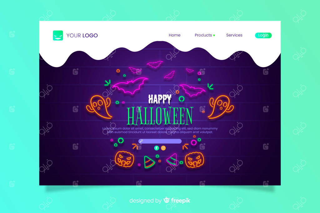 صفحه فرود هالووین نئونی