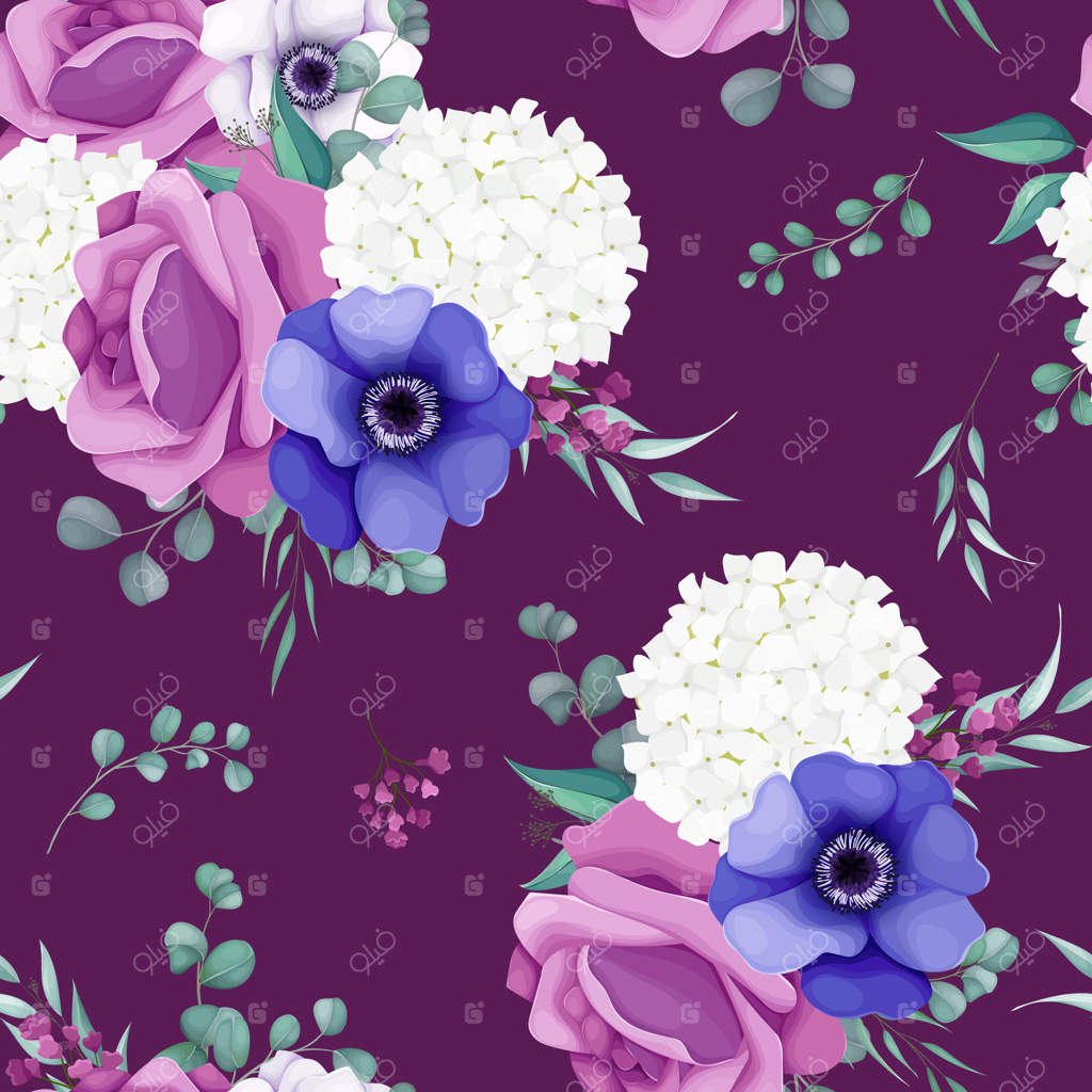 طراحی پترن یکپارچه گل‌های آلاله و رز