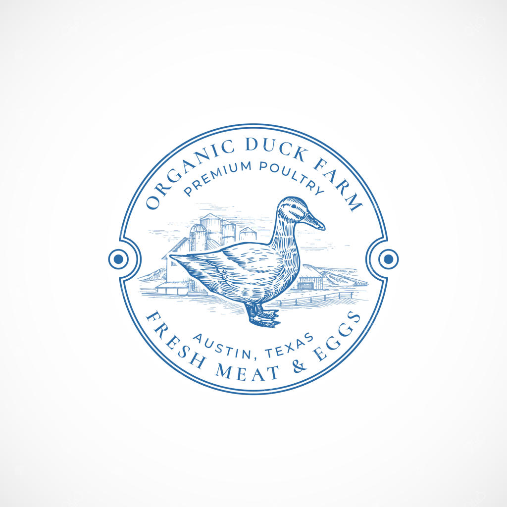 نشان یا لوگوی رترو برای مزرعه اردک ارگانیک