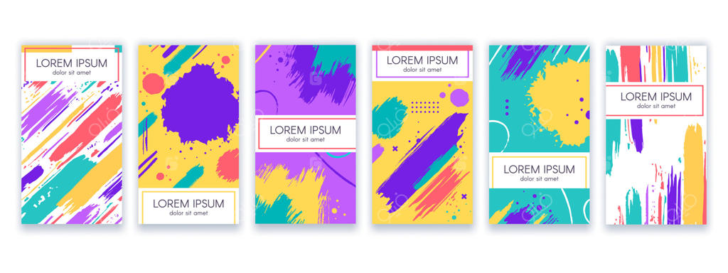 پوستر هنر با براش تکسچردار: قاب‌های انتزاعی خلاقانه، عناصر خشن مدرن، مرزی با طرح‌های رنگارنگ تجاری، مجموعه‌ای از طراحی پس‌زمینه وکتور