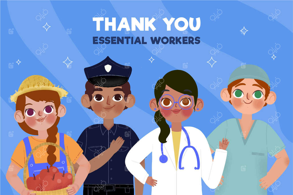 طراحی دستی: متشکرم از کارکنان ضروری