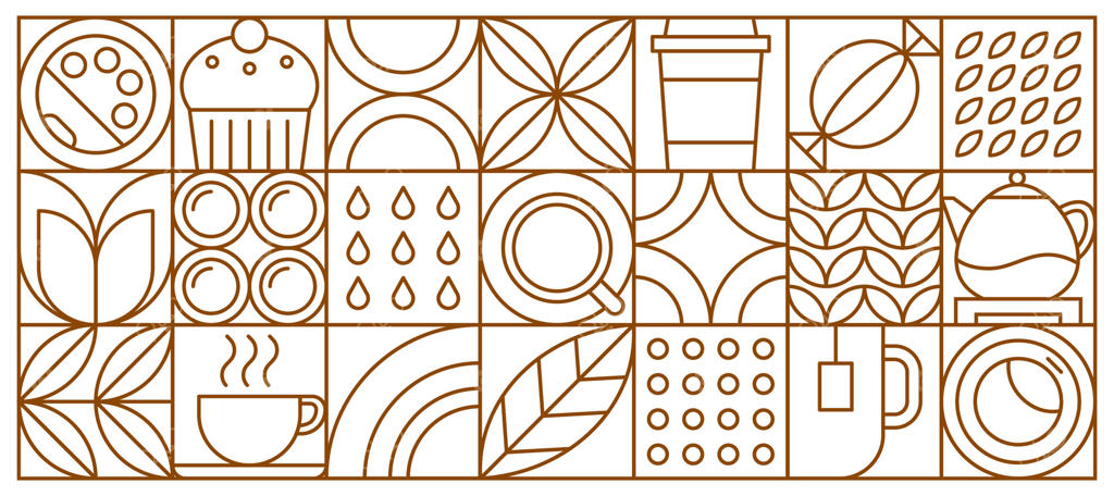 الگوی نوشیدنی چای مدرن با اشکال هندسی