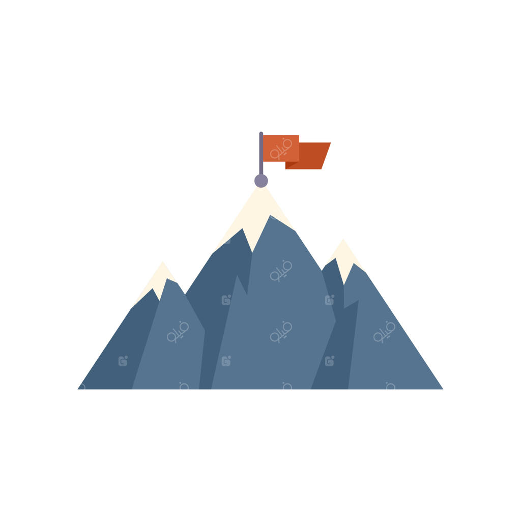 اهتزاز پرچم قرمز بر فراز قله کوه به نشانه موفقیت