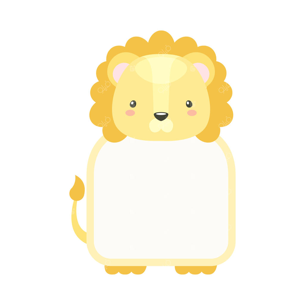 قاب با سر شیر: آلبوم عکس، صفحه دفترچه یادداشت، یادداشت‌ها، خاطرات و برچسب‌های تزئین شده با تصویر کارتونی حیوانات وحشی دوست‌داشتنی