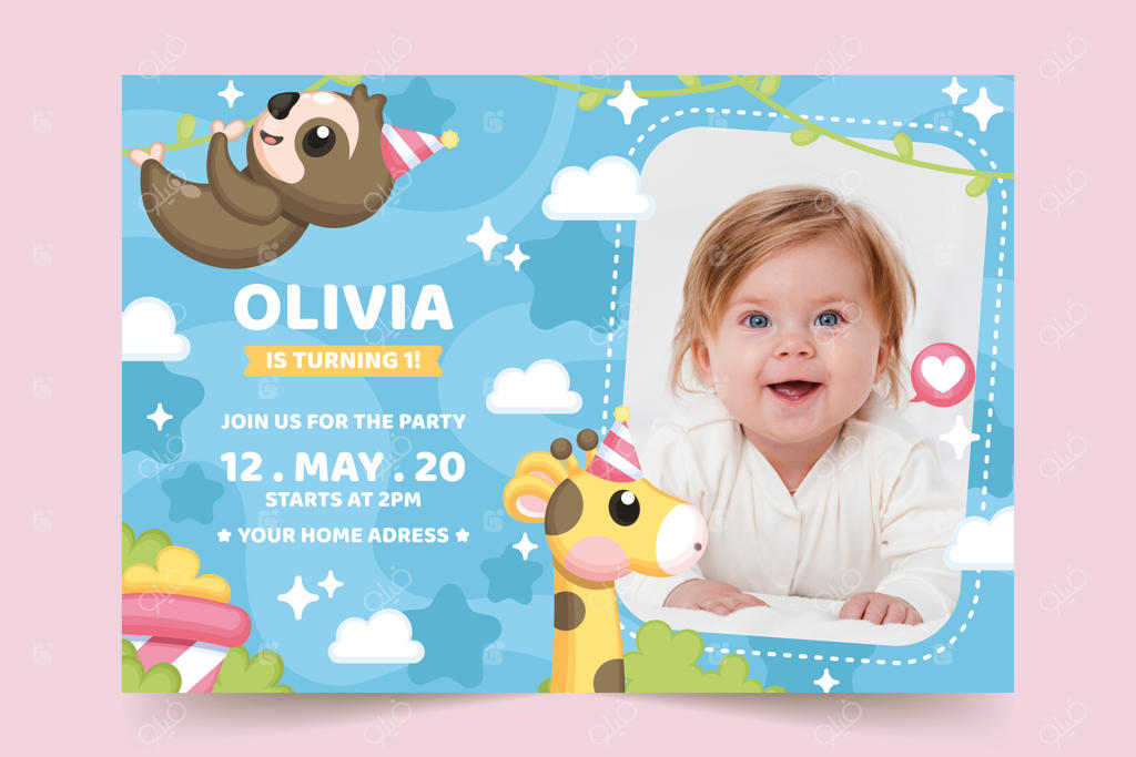 قالب دعوت‌نامه تولد کودک همراه با عکس