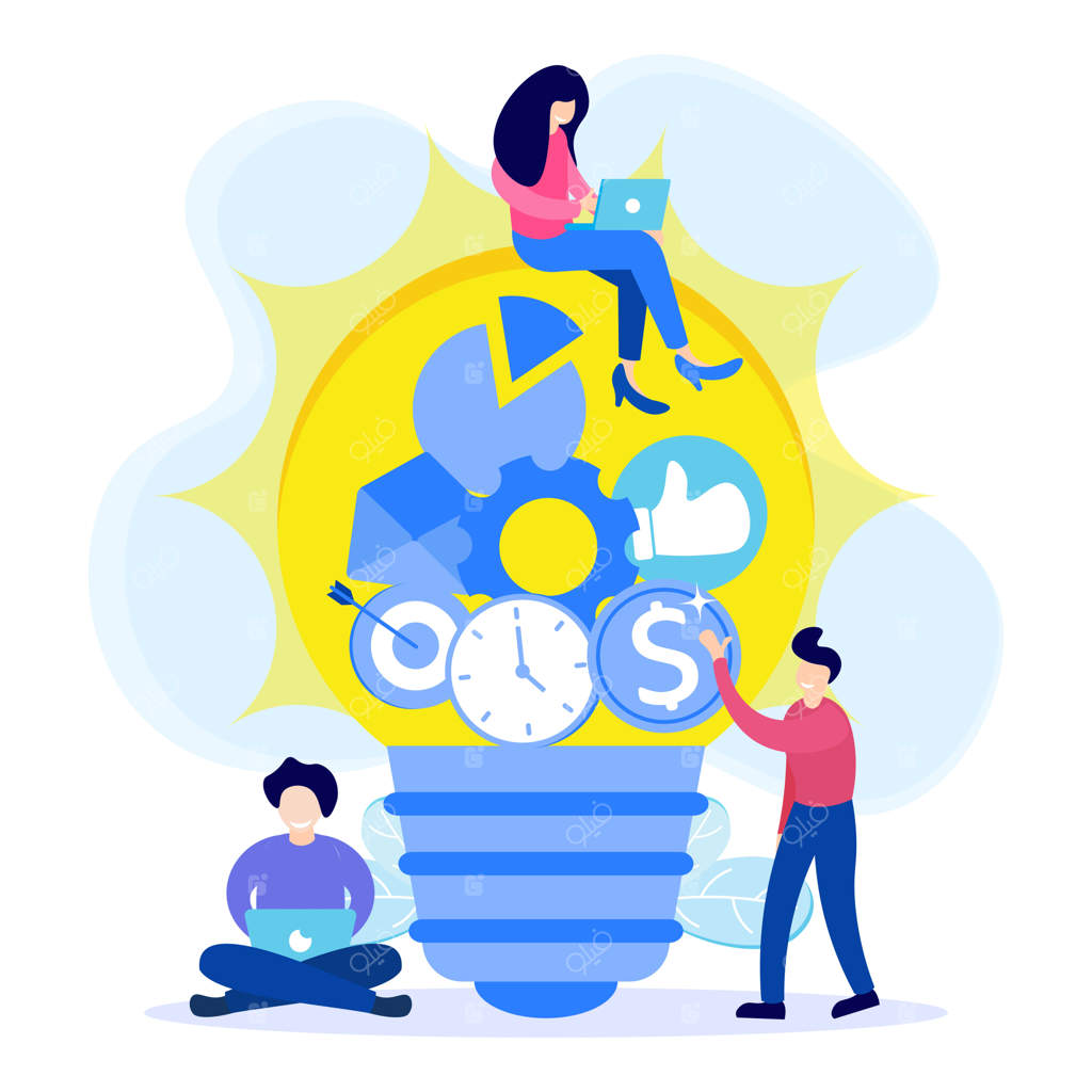 شخصیت کارتونی با مهارت‌های تجاری به صورت گرافیک وکتور