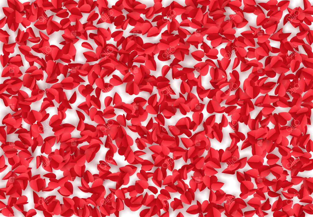 قلب‌های کاغذی قرمز و صورتی روی زمینه سفید، تصویر وکتور