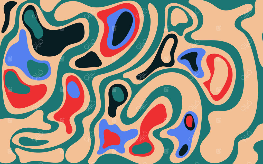 پس‌زمینه انتزاعی با خطوط موج‌دار و اشکال رنگی