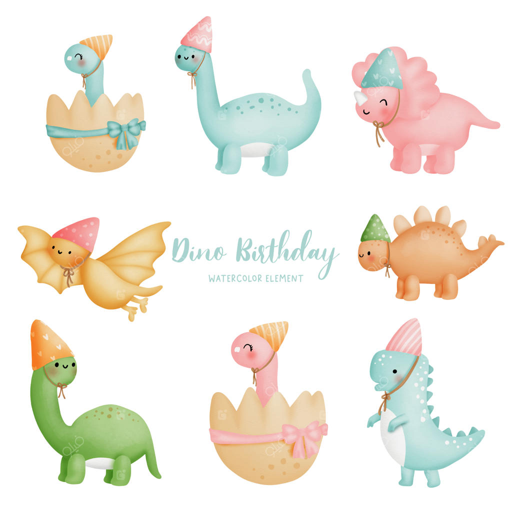 نقاشی دیجیتال: مهمانی تولد دایناسورها با آبرنگ