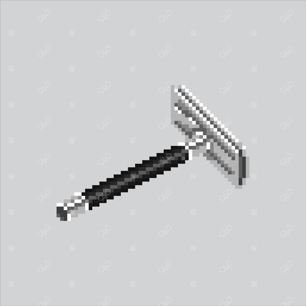 تصویر پیکسل آرت ماشین اصلاح: ماشین اصلاح پیکسلی برای بازی و آیکون وبسایت. سبک قدیمی و نوستالژیک.