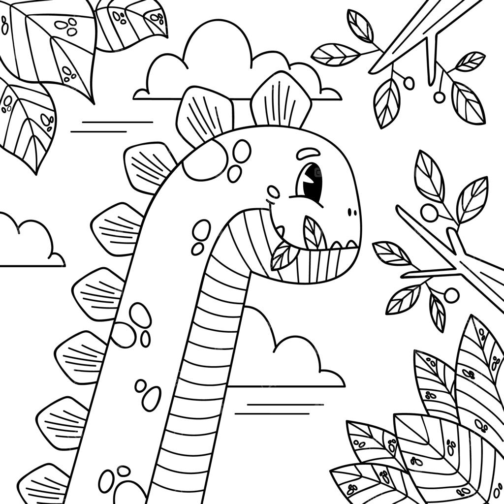 تصویرسازی دستی دایناسور برای کتاب رنگ‌آمیزی