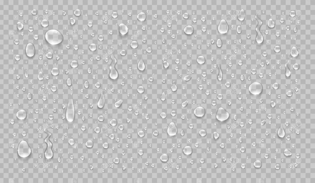 مجموعه واقع‌گرایانه قطرات آب. تصویر وکتور