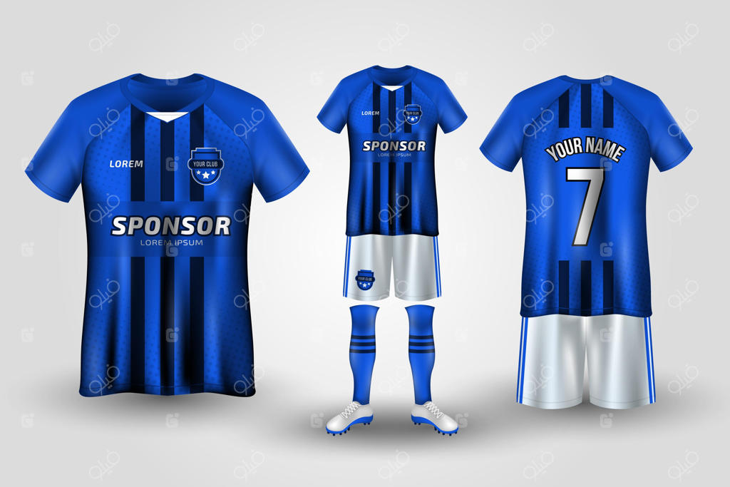 لباس فوتبال آبی و سفید