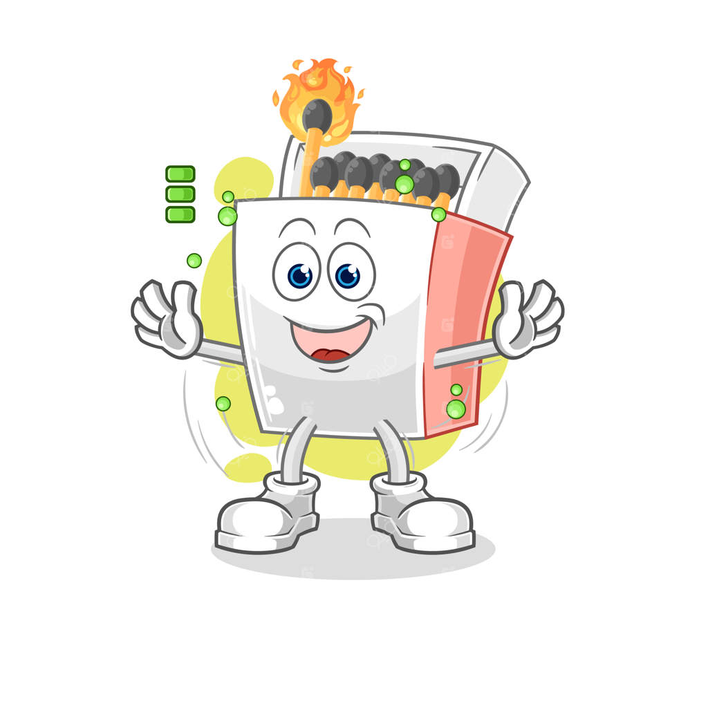 وکتور کاراکتر کارتونی باتری کبریت پر انرژی