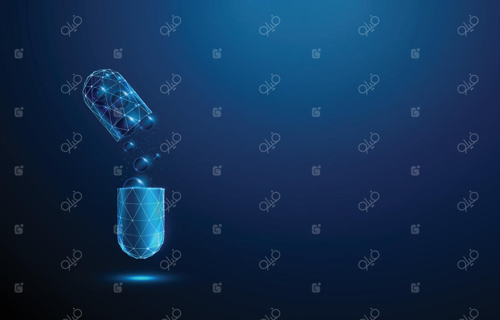 طرح وکتور حرفه‌ای کپسول دیجیتال آینده‌نگر برای نوآوری‌های سلامت