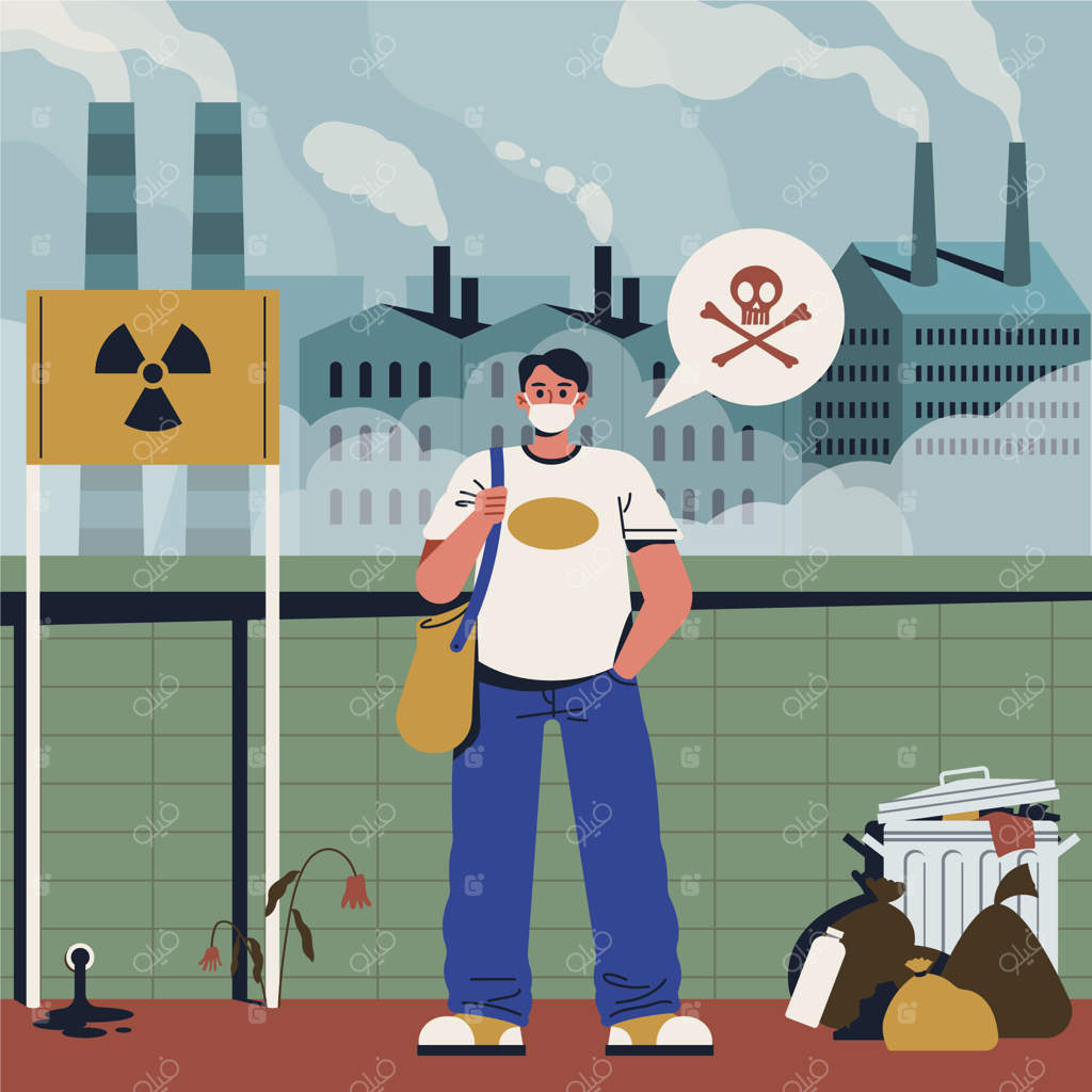 تصویرسازی آلودگی محیط زیست به صورت دست‌کشیده