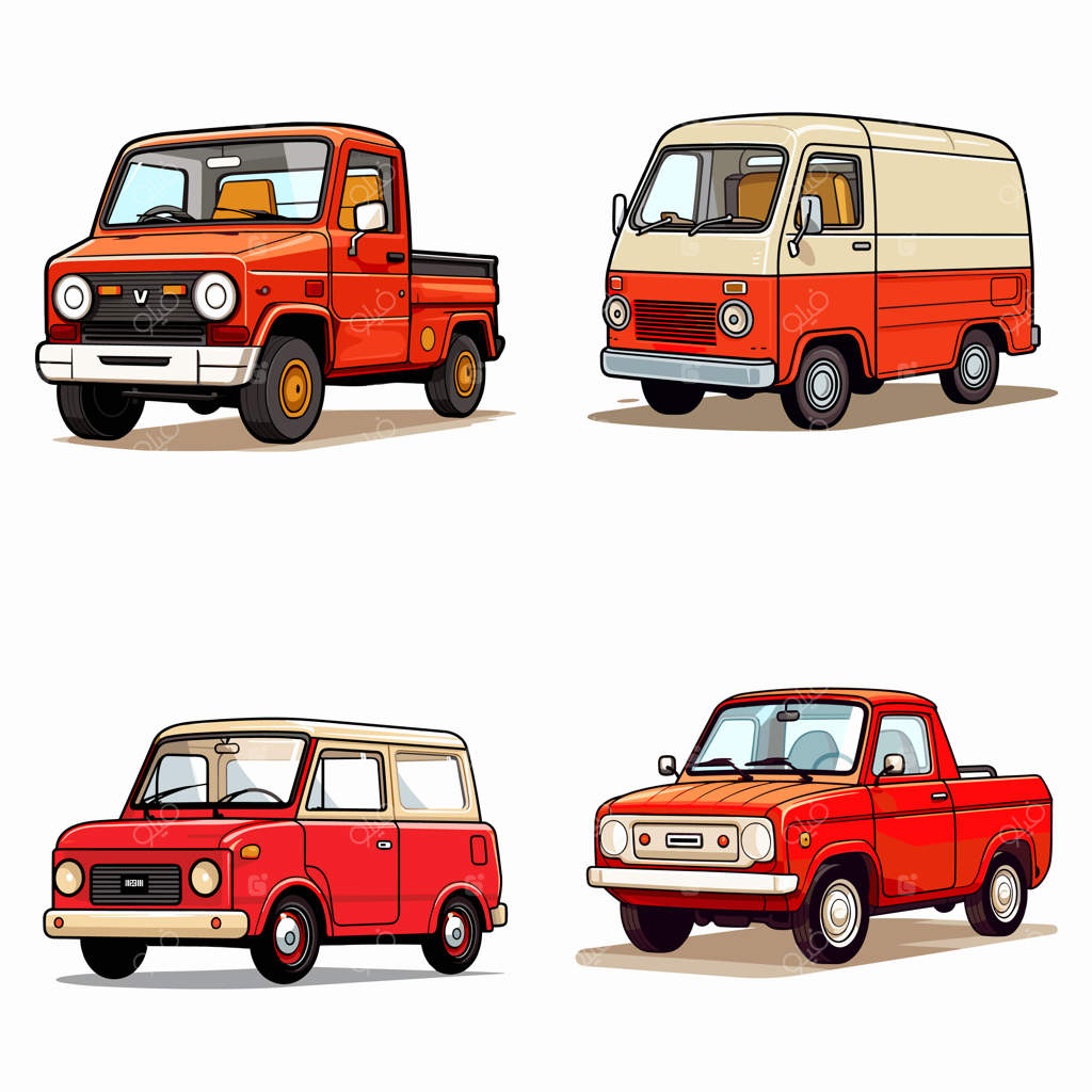 تصویر وکتور رایگان از کامیون کوچک قرمز روی پس‌زمینه سفید