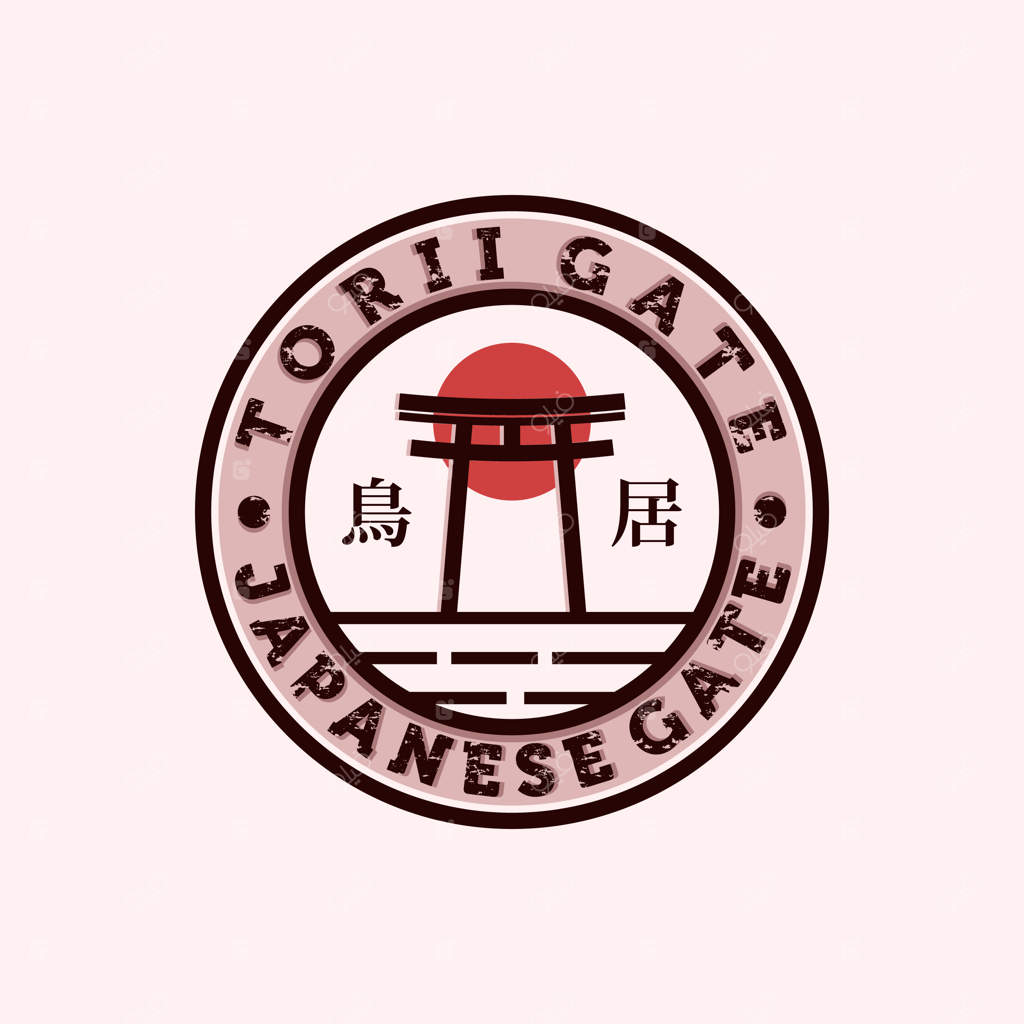 نقش توریی: طراحی مدرن لوگوی دروازه سنتی ژاپنی - مفهومی از دروازه مقدس یا نماد شینتوی ژاپنی