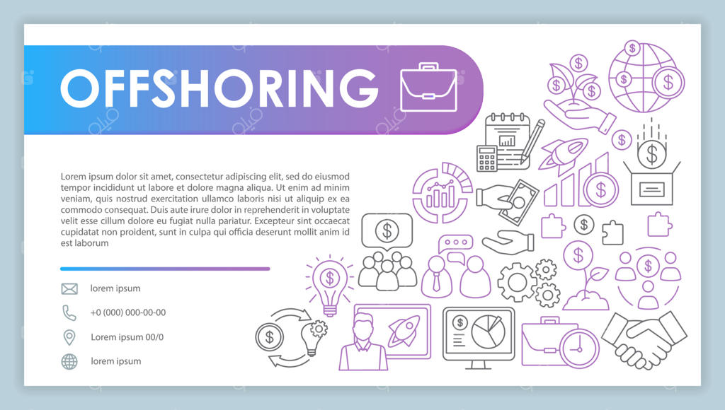 الگوی وکتور بنر وب و کارت ویزیت خدمات برون‌سپاری. صفحه تماس شرکت با آیکون‌های خطی تلفن و ایمیل. ایده صفحه وب و ارائه مدیریت مالی. طرح‌بندی طراحی چاپ شرکتی بانک.