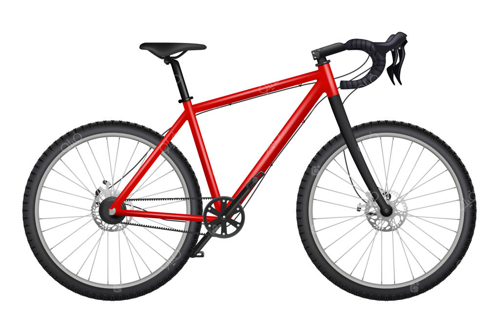 دوچرخه واقع‌گرایانه: ورزش تناسب اندام، مسابقات جاده‌ای، دوچرخه کربنی و تصاویر جزئی از زنجیرها، فرمان، پدال‌ها، تایرها و حمل و نقل.