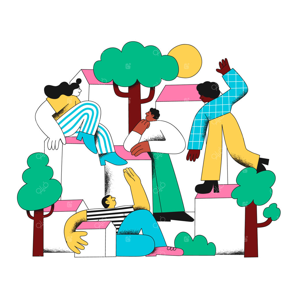 گردهمایی اجتماعی در صحنه‌ای رنگارنگ از شهر