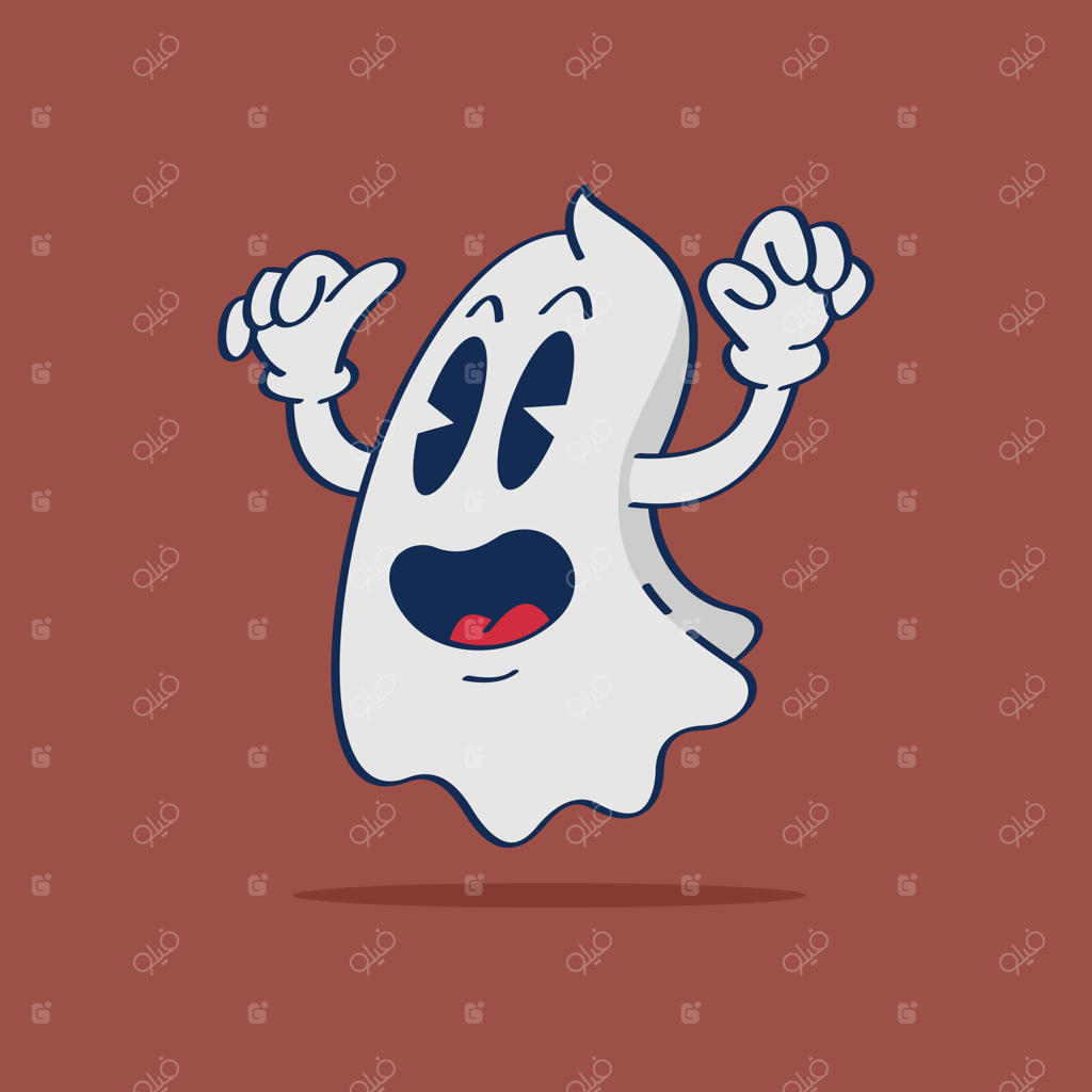 شخصیت کارتونی روح - طراحی دستی وینتیج با سبک قدیمی
