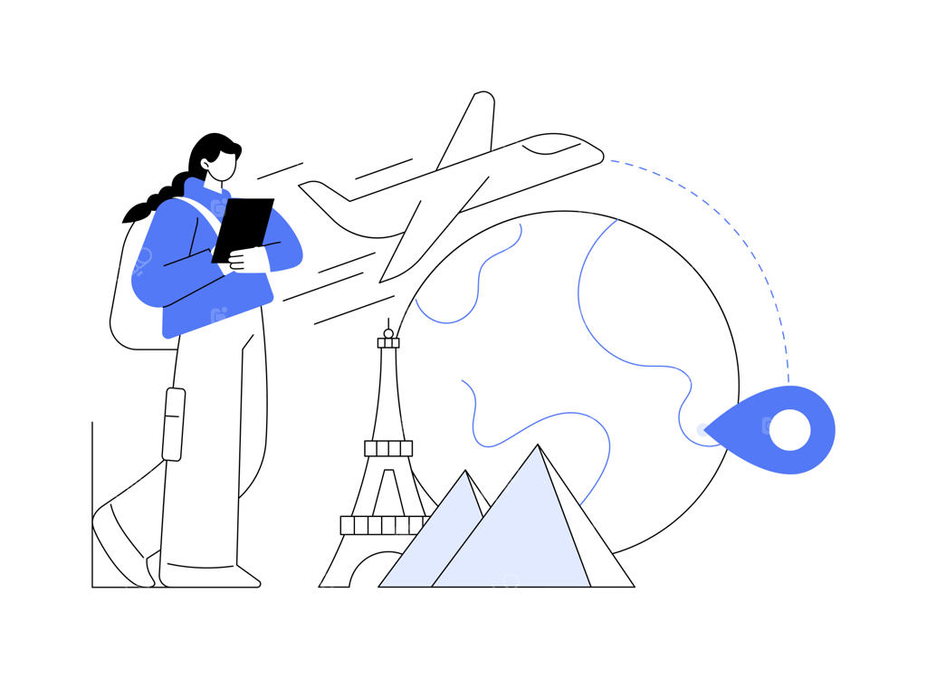 تصویرسازی وکتور با مفهوم انتزاعی سفر به دور دنیا