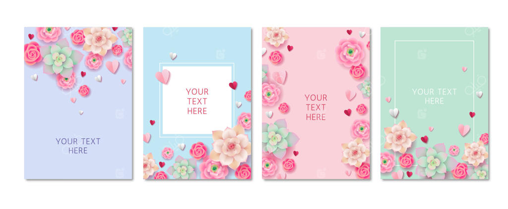 الگوهای طراحی گل برای دعوتنامه‌ها و اعلامیه‌ها - وکتور حرفه‌ای