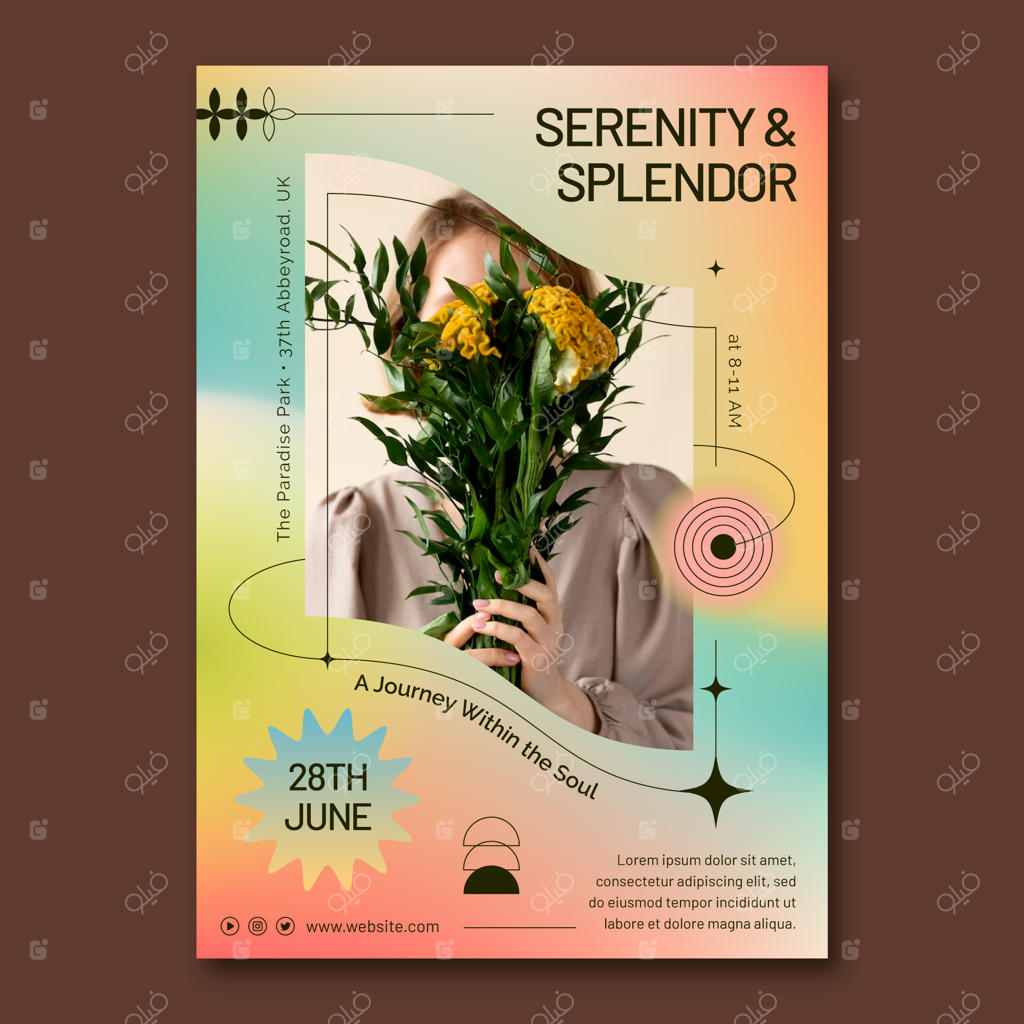 الگوی پوستر عمودی با گرادیان مدرن