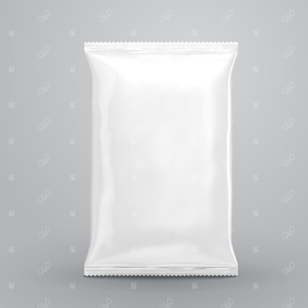 طراحی بسته‌بندی خالی چیپ به صورت تصویرسازی سه‌بعدی بر روی پس‌زمینه خاکستری