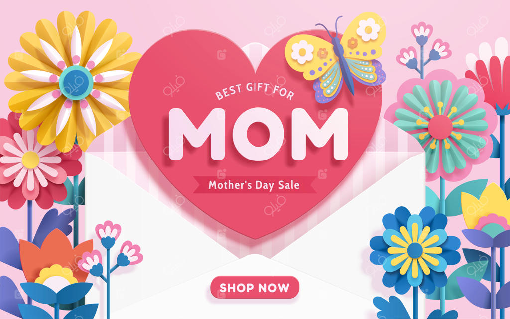 پاکت عشق در میان حلقه‌ای از گل‌ها