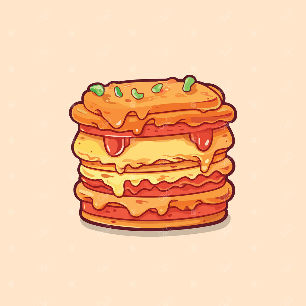 تصویر هنری لازانیا با رنگ‌های سرد و بامزه برای منو، پوستر و وب سایت