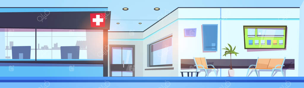 بنر افقی سالن انتظار بیمارستان و کلینیک خالی