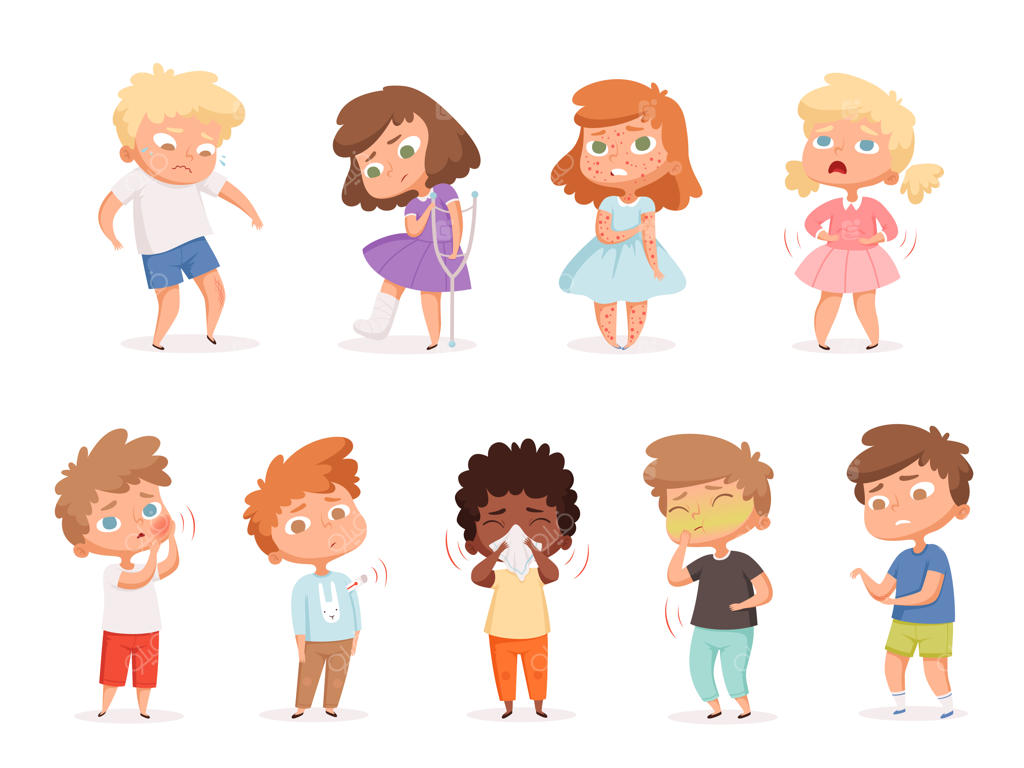 بچه‌های ناسالم: مجموعه‌ای از تصاویر سرفه، بیماری و مشکلات سلامتی.