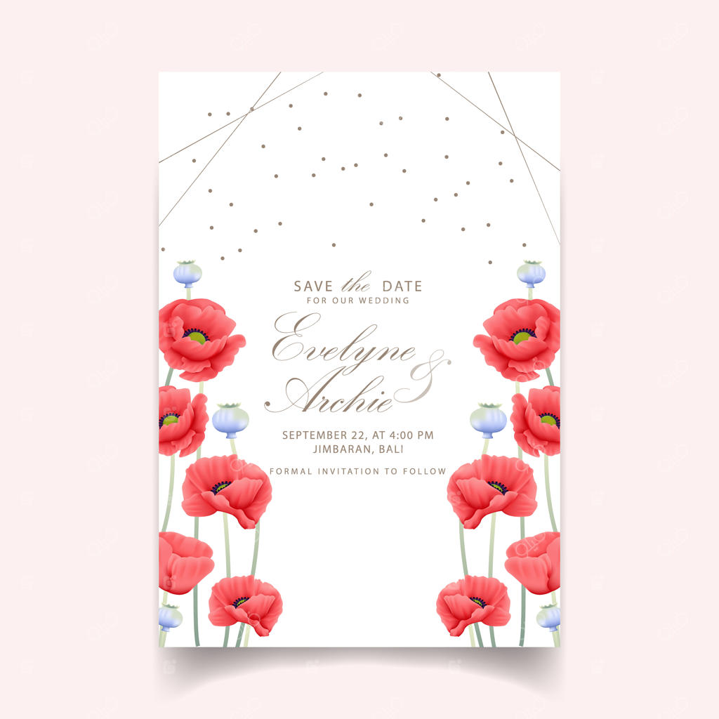 کارت دعوت عروسی با طرح گل شقایق