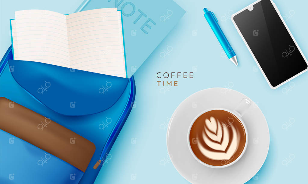 پس‌زمینه استراحت با فنجان قهوه و رنگ‌های ملایم пастel