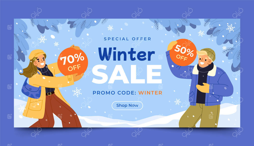 طراحی بنر فروش ویژه زمستانی به صورت دستی