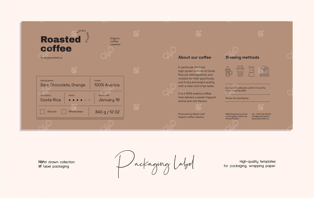 الگوی طراحی برچسب لوازم آرایشی با طرح خطی دست‌کشیده وکتور
