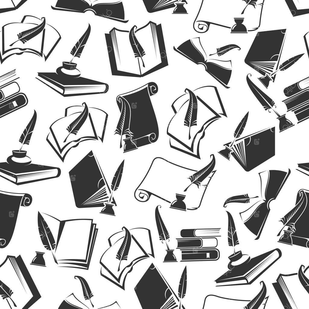 پترن یکپارچه کتاب‌ها و خودنویس جوهری وکتوری