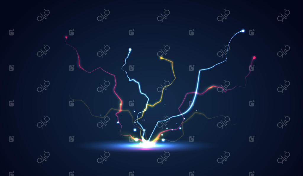 رعد و برق: افکت نوری و الکتریکی زیبا برای وبسایت و اپلیکیشن موبایل، طراحی برداری.