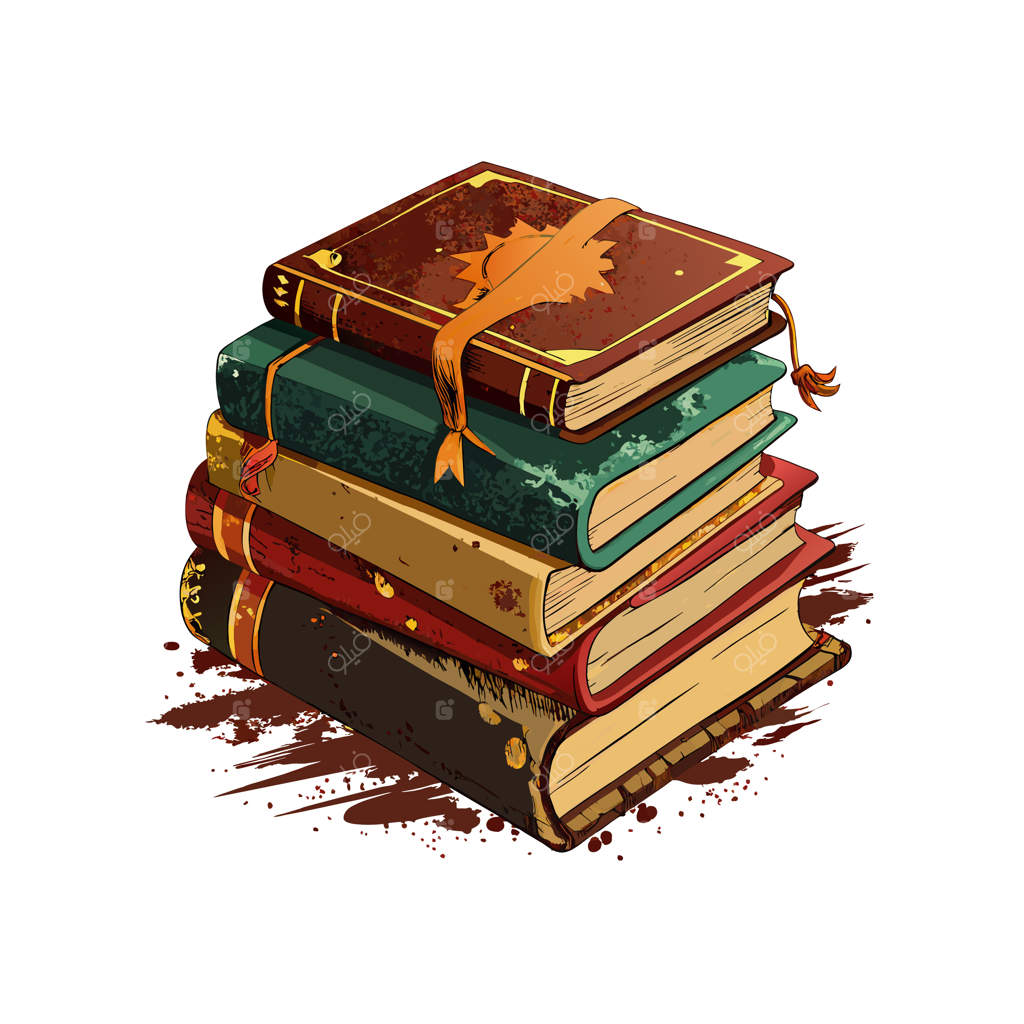 توده‌ای از کتاب‌ها با روبان طلایی بسته شده‌اند