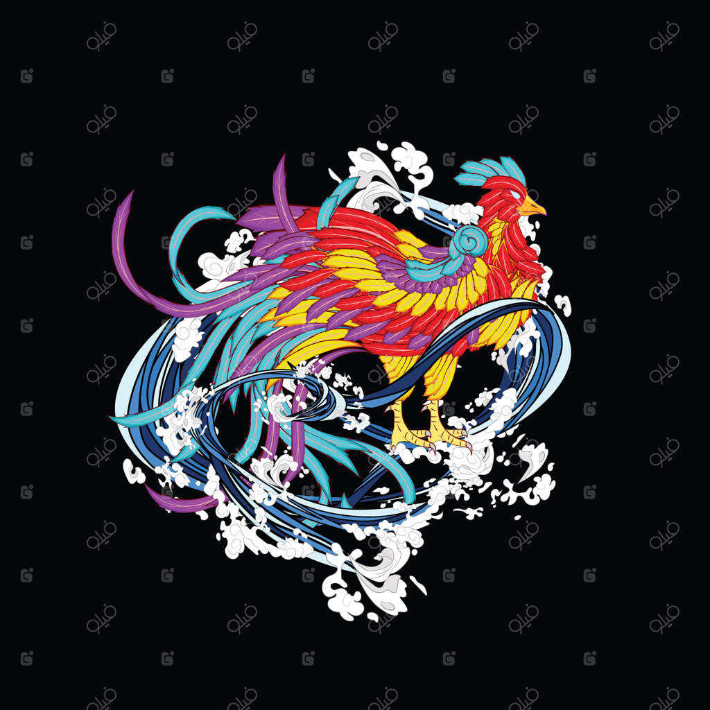 طراحی نقاشی جرثقیل برای سوکاژان یعنی لباس سنتی یا تیشرت و لوگوی ژاپنی