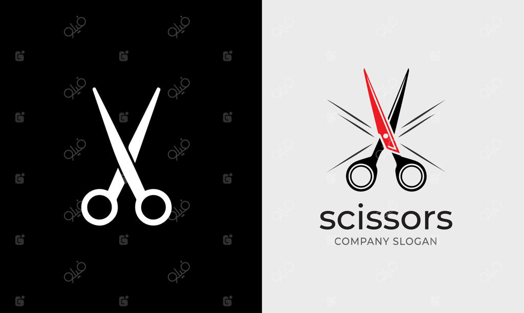 نماد قیچی: لوگوی ابزار کسب و کار آرایشگری و خیاطی، عکس قیچی